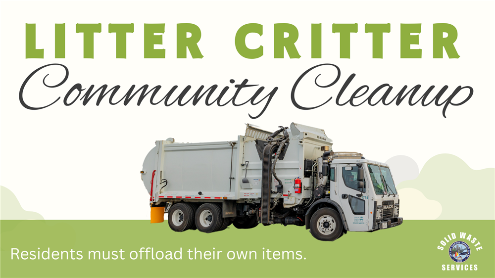 Litter Critter Community Cleanup. Residents must offload their own items.